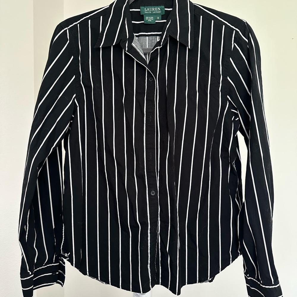 Ralph Lauren Black and White Striped Men's Shirt